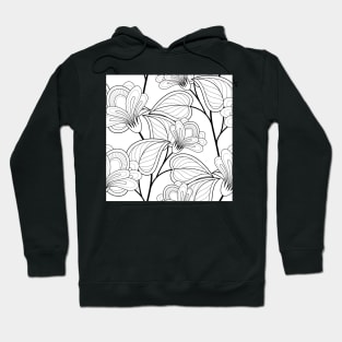 Non Colored Pattern with Floral Motifs Hoodie